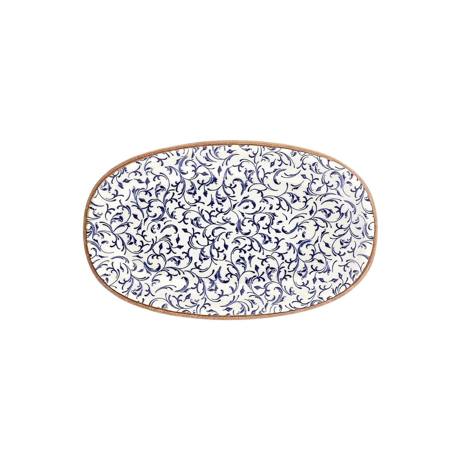 Edera 13.5" x 8" x h:0" Oval Blue Vitrified Platter (1 each)