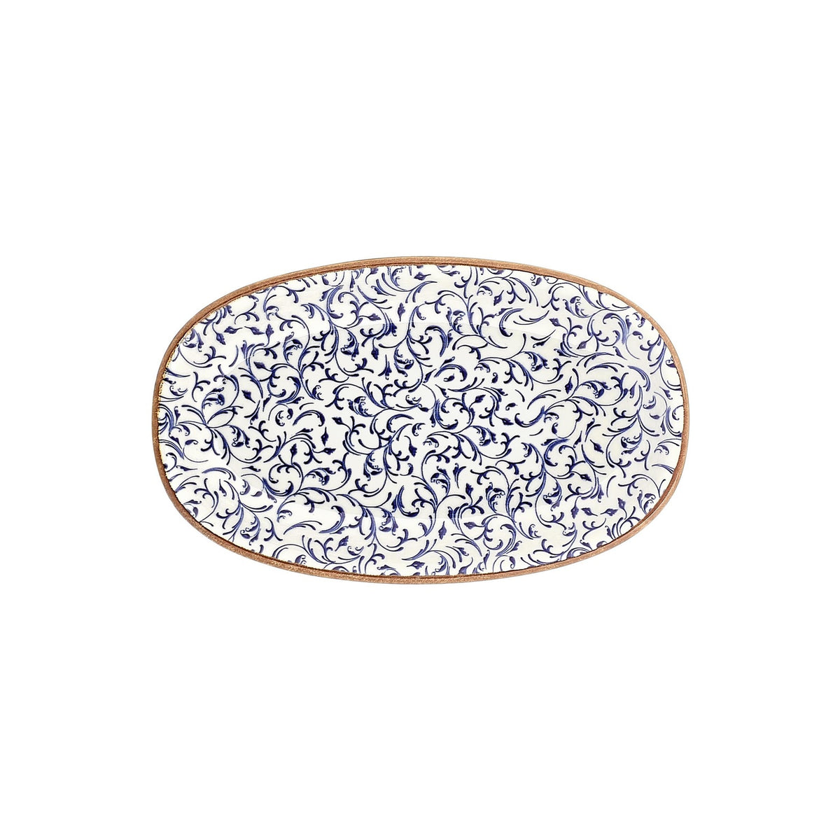 Edera 13.5" x 8" x h:0" Oval Blue Vitrified Platter (1 each)