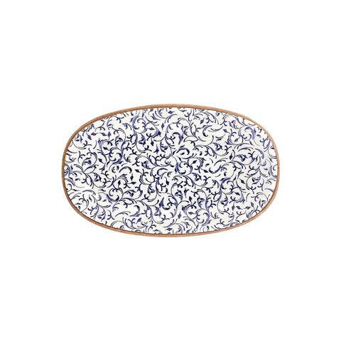 Edera 13.5" x 8" x h:0" Oval Blue Vitrified Platter (1 each)