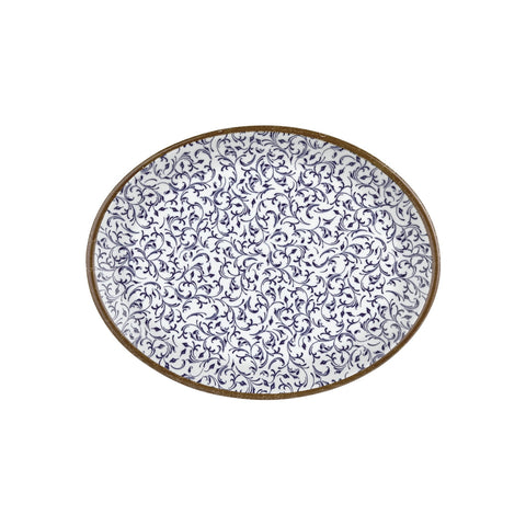 Edera 14.25" x 11" x h:1.25" Oval Blue Vitrified Platter (1 each)