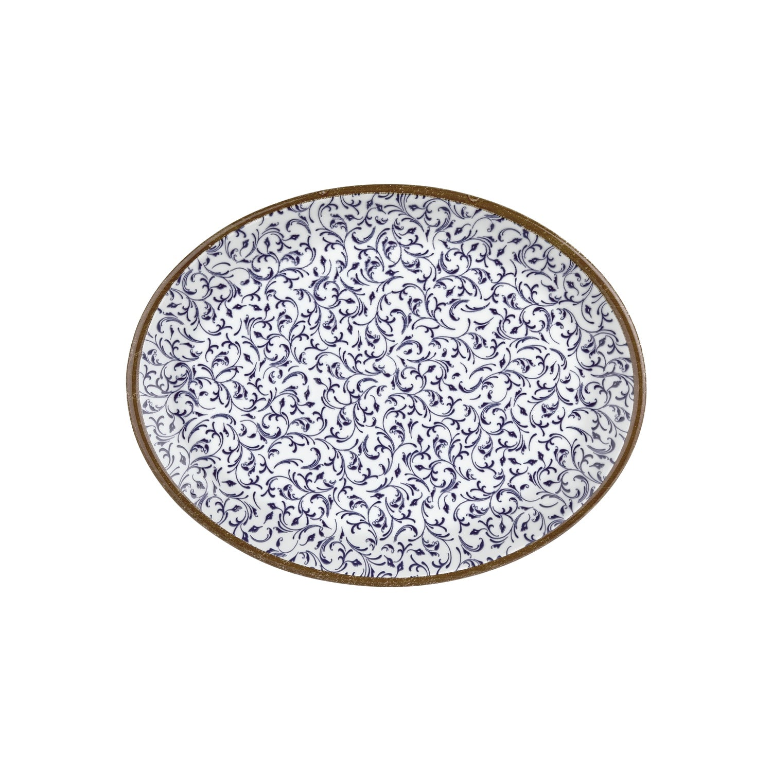 Edera 14.25" x 11" x h:1.25" Oval Blue Vitrified Platter (1 each)