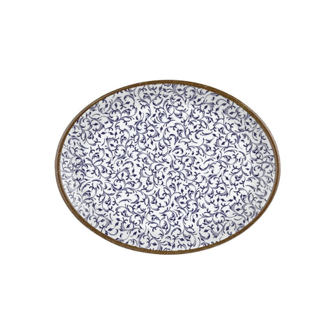 Edera 14.25" x 11" x h:1.25" Oval Blue Vitrified Platter (1 each)