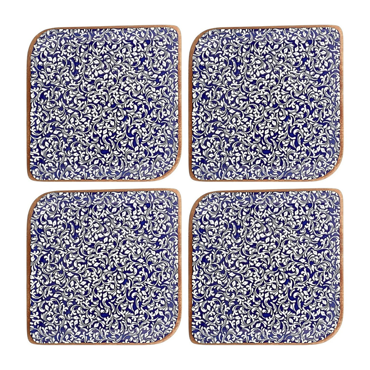 Edera Cobalt 6" x 6" Square Blue Vitrified Plate (Set of 4)