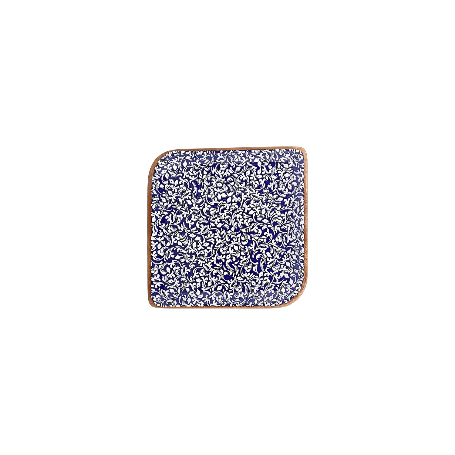 Edera Cobalt 7.5" x 7.5" Square Blue Vitrified Plate (Set of 4)