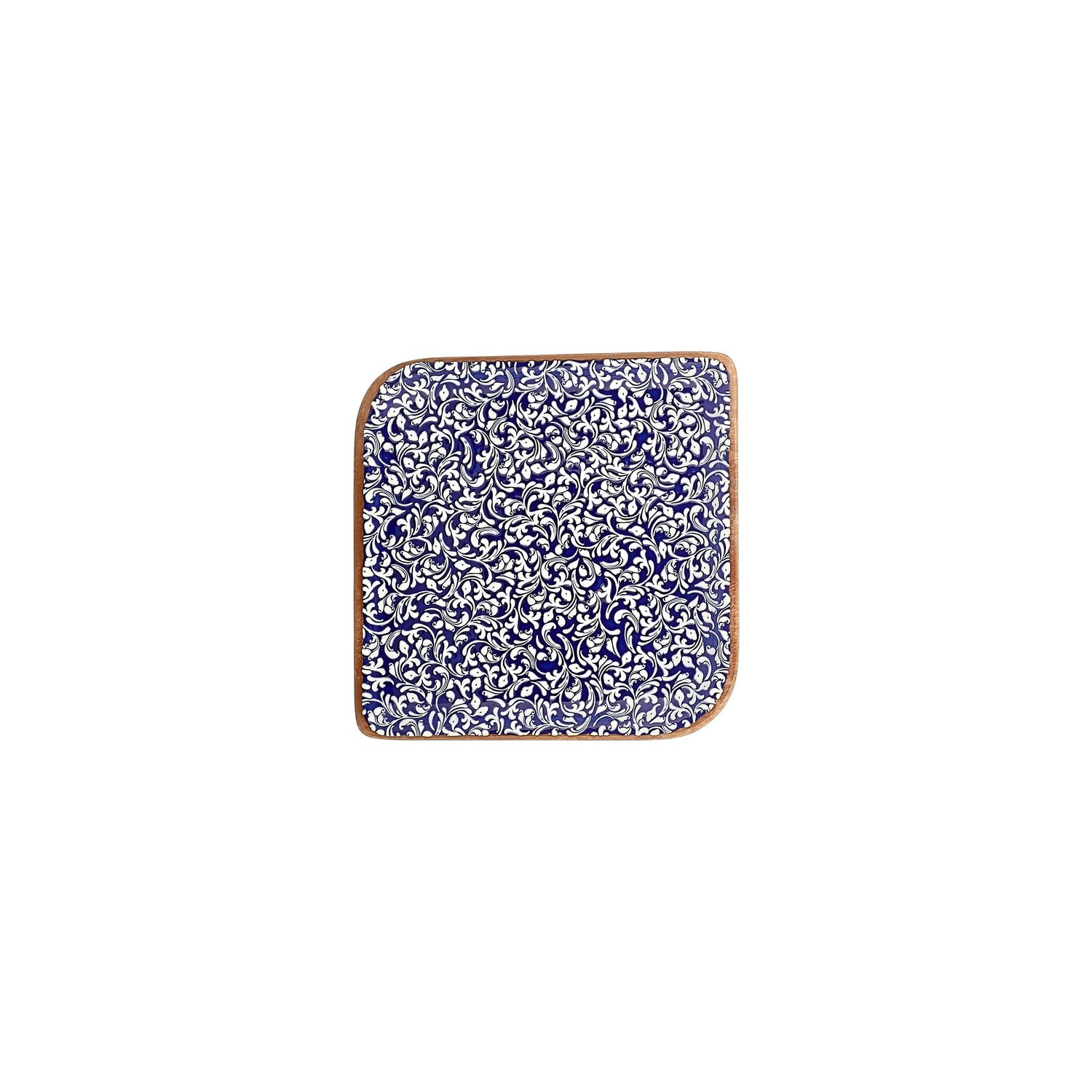 Edera Cobalt 7.5" x 7.5" Square Blue Vitrified Plate (Set of 4)