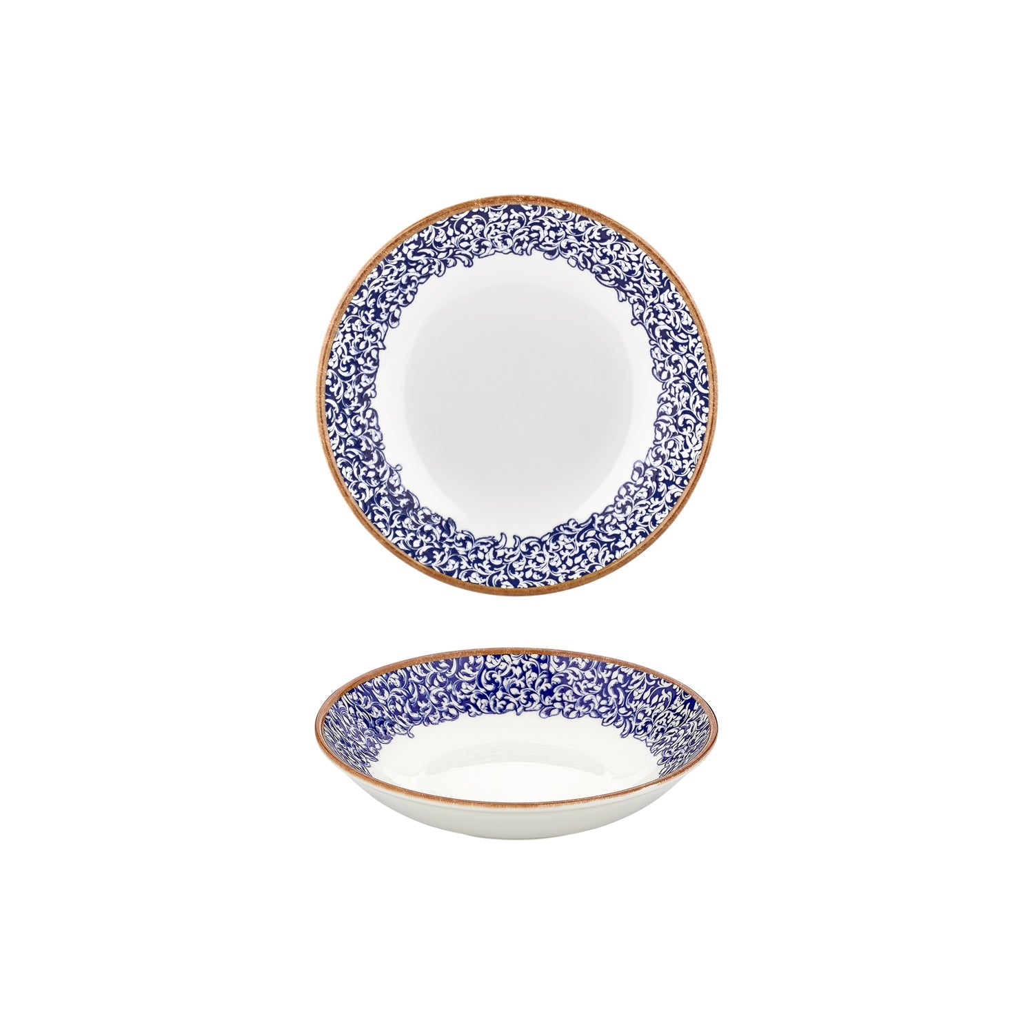 Edera Cobalt dia.8.25" h:1.25" 27 oz. Round Blue Vitrified Deep Plate (Set of 6)