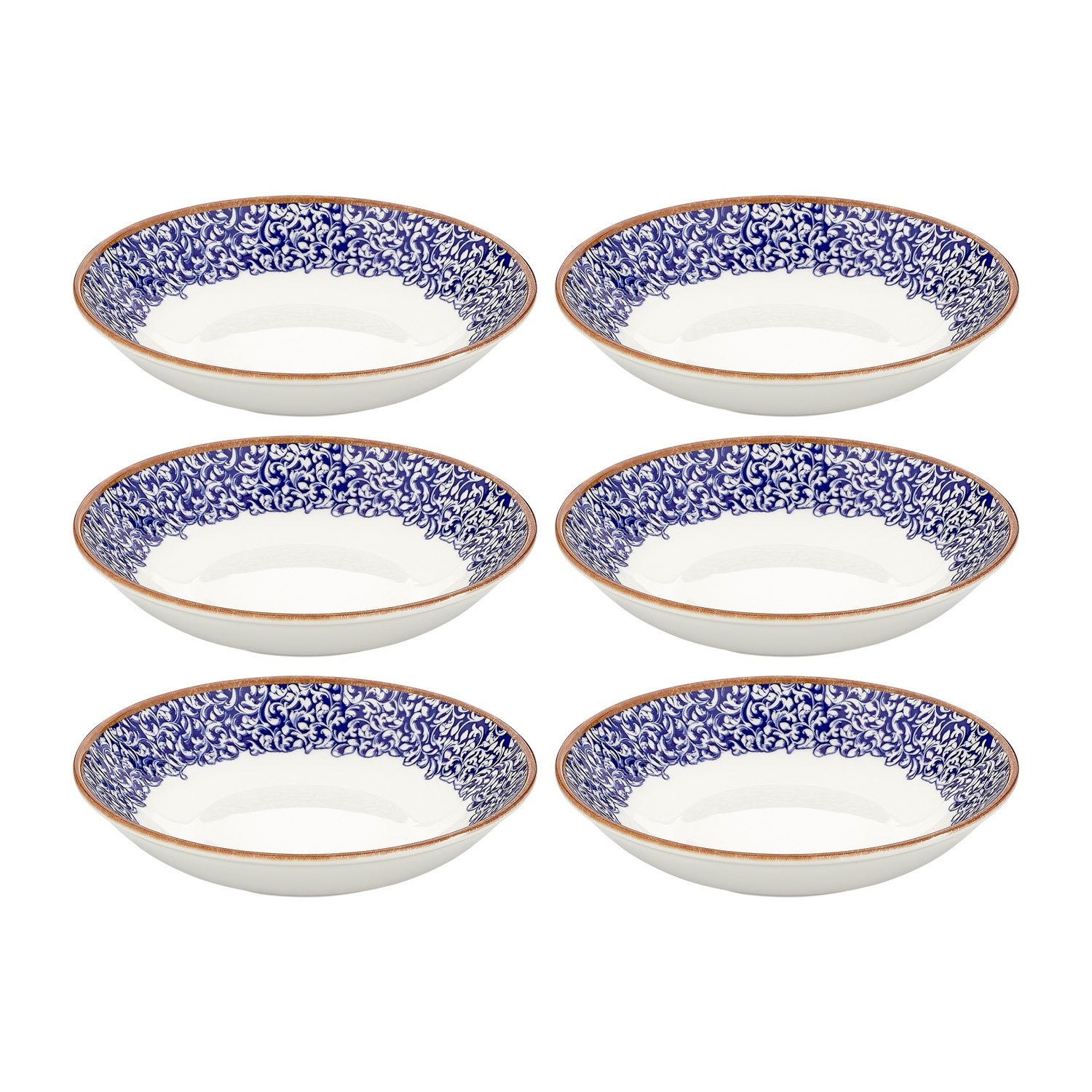 Edera Cobalt dia.8.25" h:1.25" 27 oz. Round Blue Vitrified Deep Plate (Set of 6)