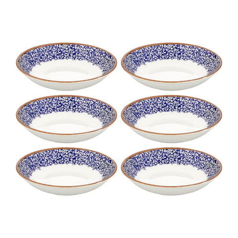 Edera Cobalt dia.8.25" h:1.25" 27 oz. Round Blue Vitrified Deep Plate (Set of 6)