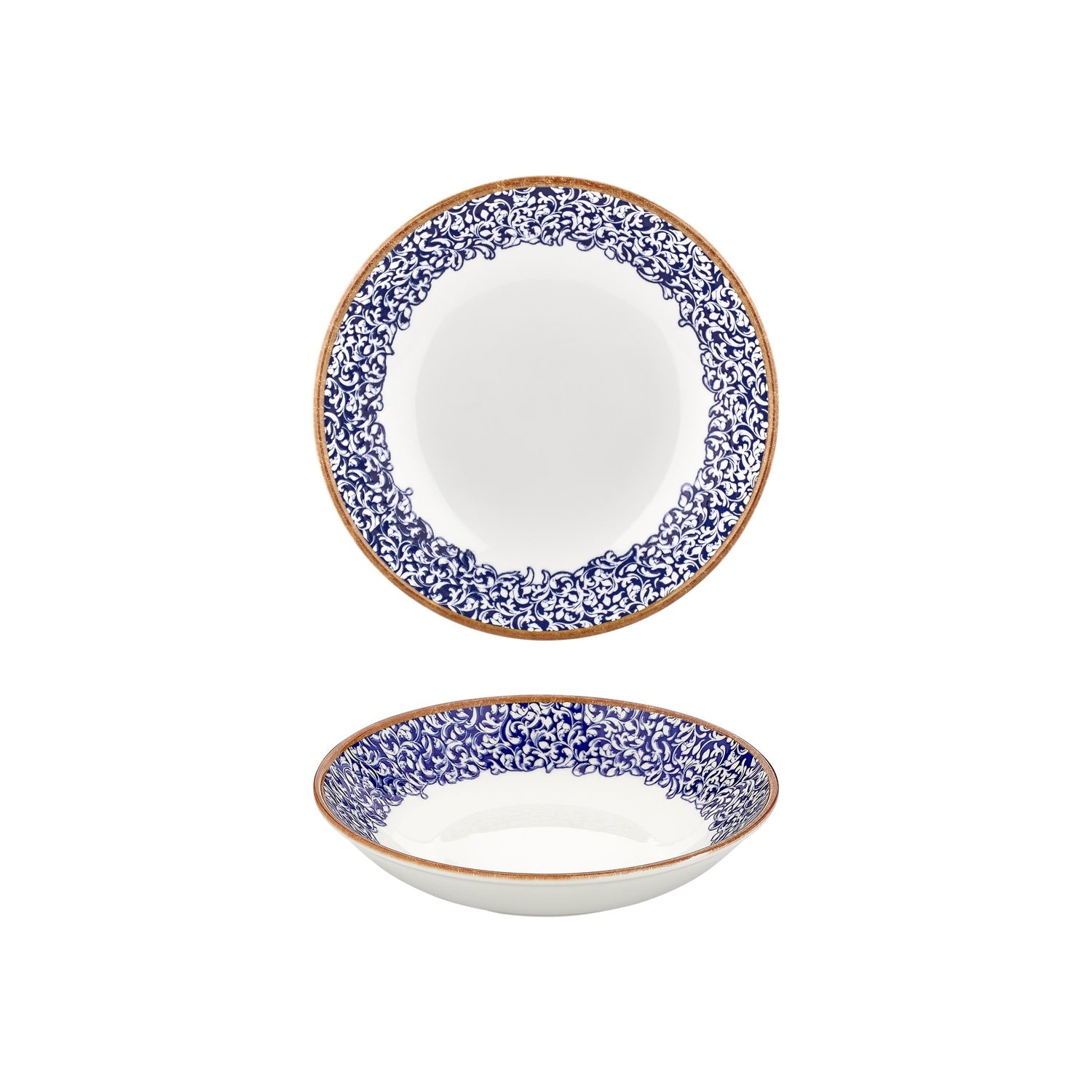 Edera Cobalt dia.9" h:0" 34 oz. Round Blue Vitrified Deep Plate (Set of 2)