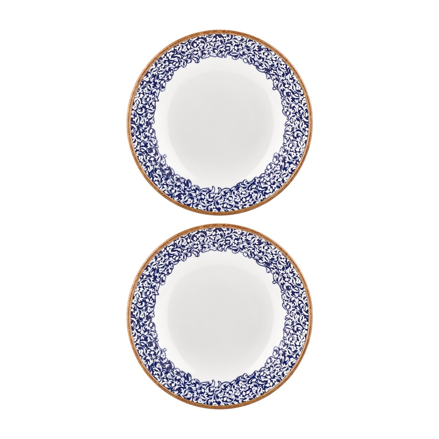 Edera Cobalt dia.9" h:0" 34 oz. Round Blue Vitrified Deep Plate (Set of 2)