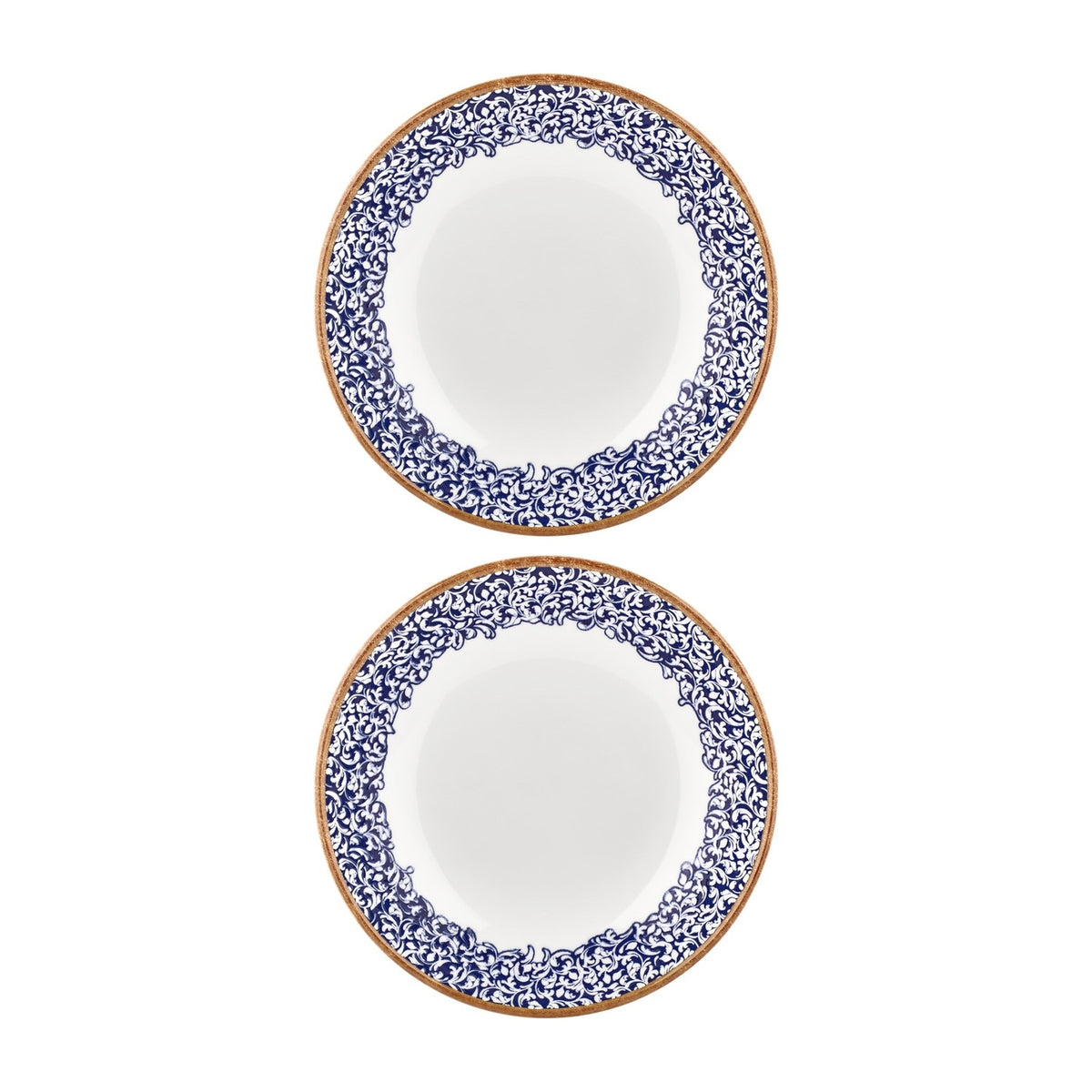 Edera Cobalt dia.9" h:0" 34 oz. Round Blue Vitrified Deep Plate (Set of 2)