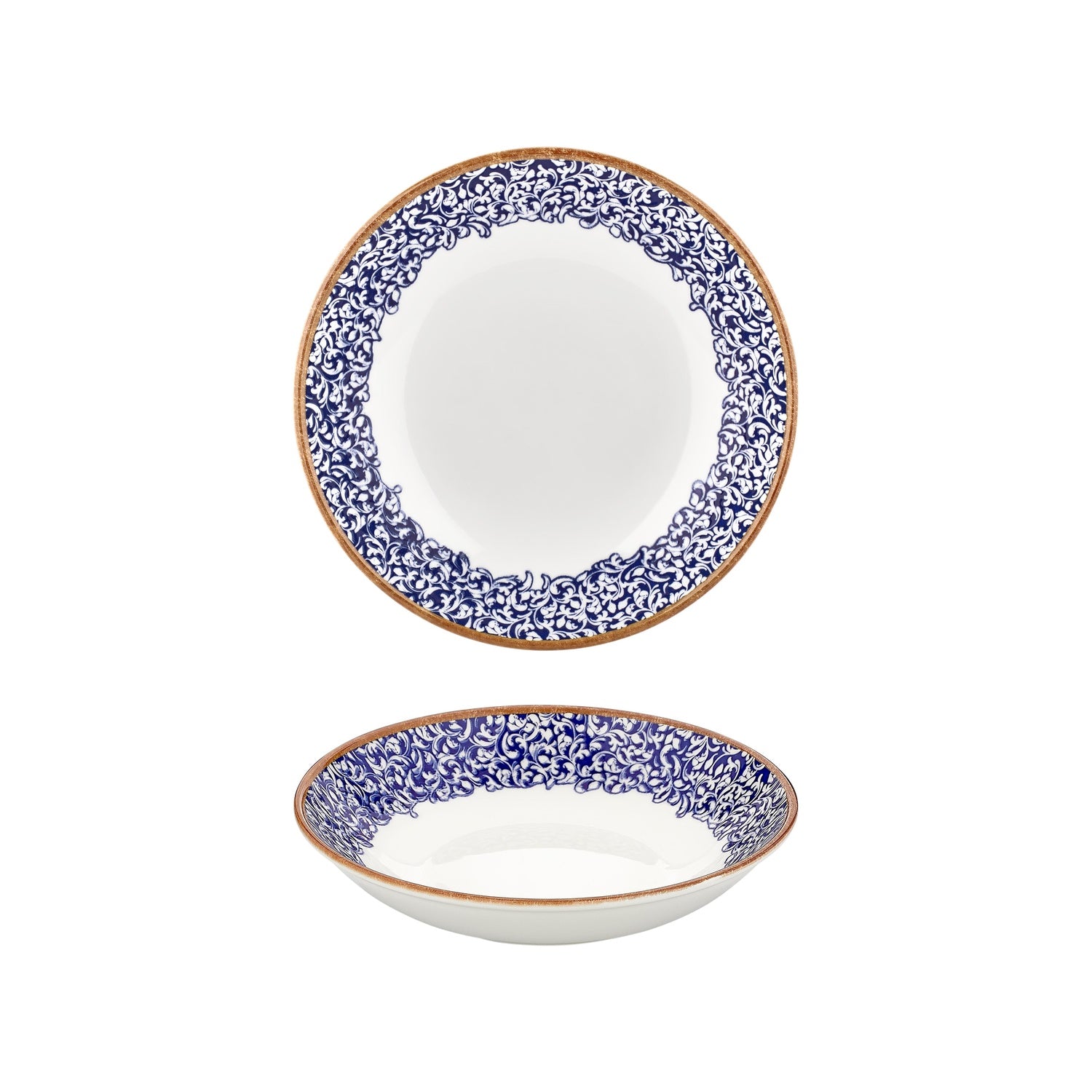 Edera Cobalt dia.9.75" h:0" 44 oz. Round Blue Vitrified Deep Plate (Set of 2)