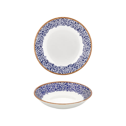 Edera Cobalt dia.9.75" h:0" 44 oz. Round Blue Vitrified Deep Plate (Set of 2)