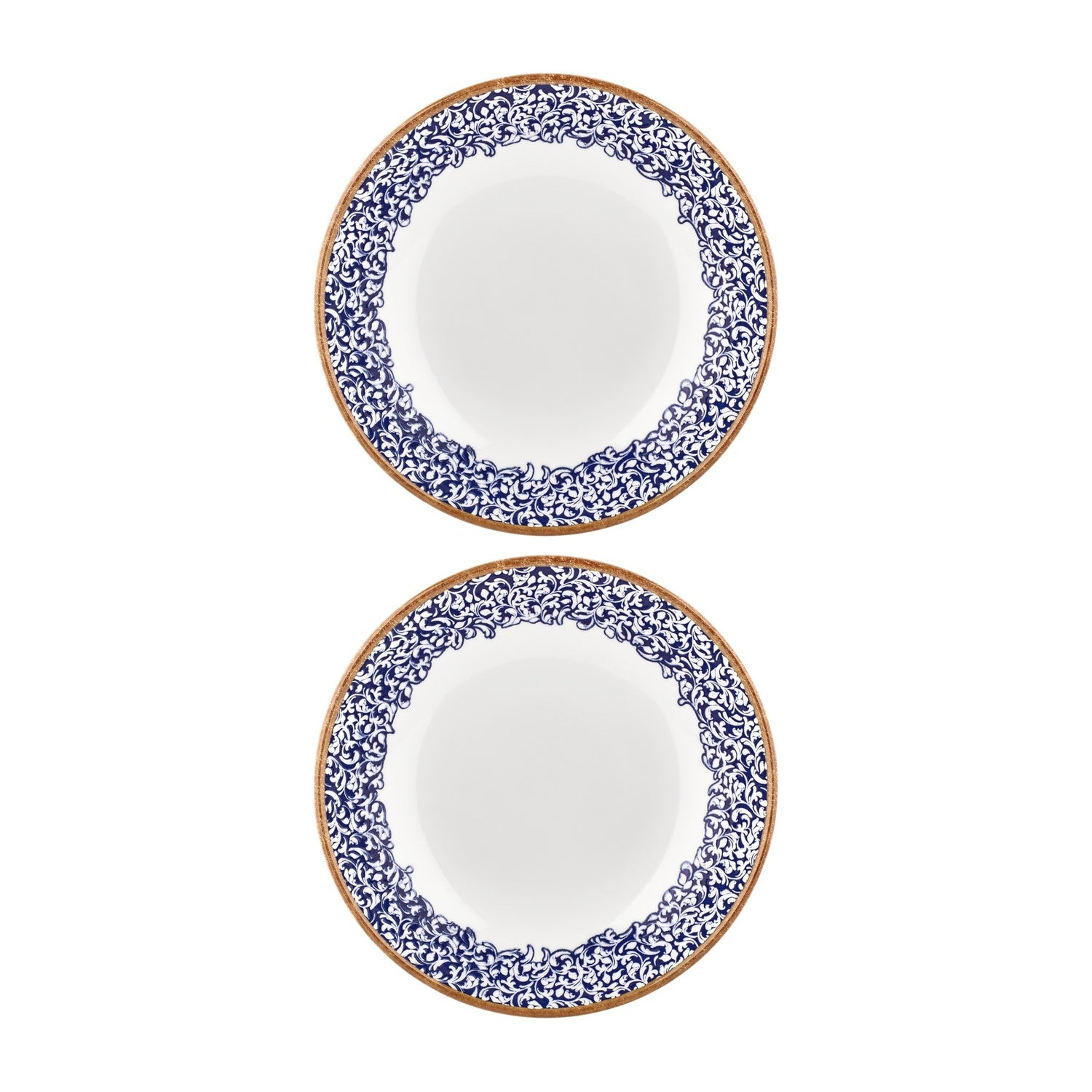 Edera Cobalt dia.9.75" h:0" 44 oz. Round Blue Vitrified Deep Plate (Set of 2)
