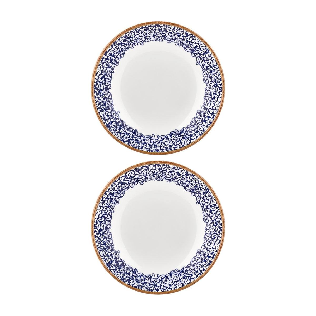 Edera Cobalt dia.9.75" h:0" 44 oz. Round Blue Vitrified Deep Plate (Set of 2)