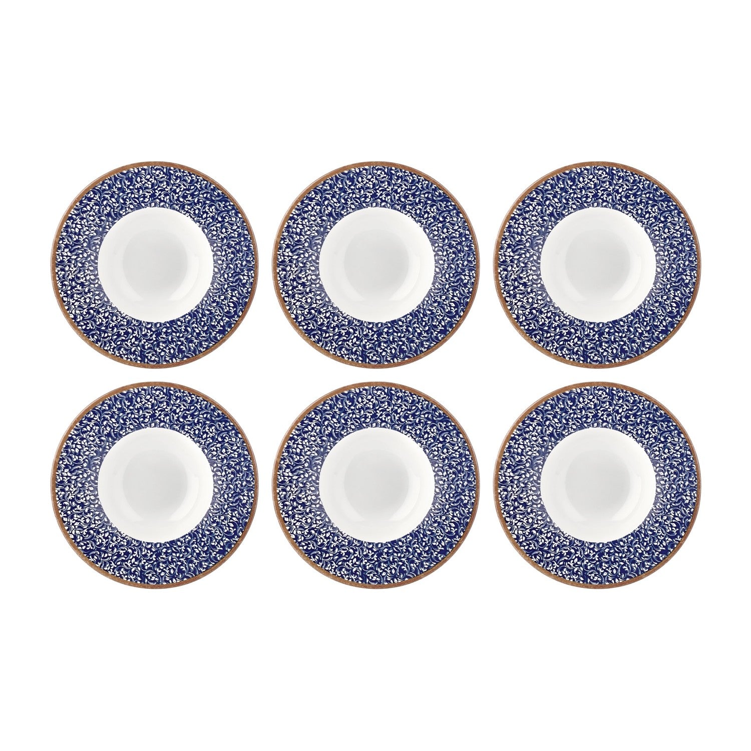 Edera Cobalt dia.11" h:2.25" 16 oz. Round Blue Vitrified Deep Plate (Set of 6)