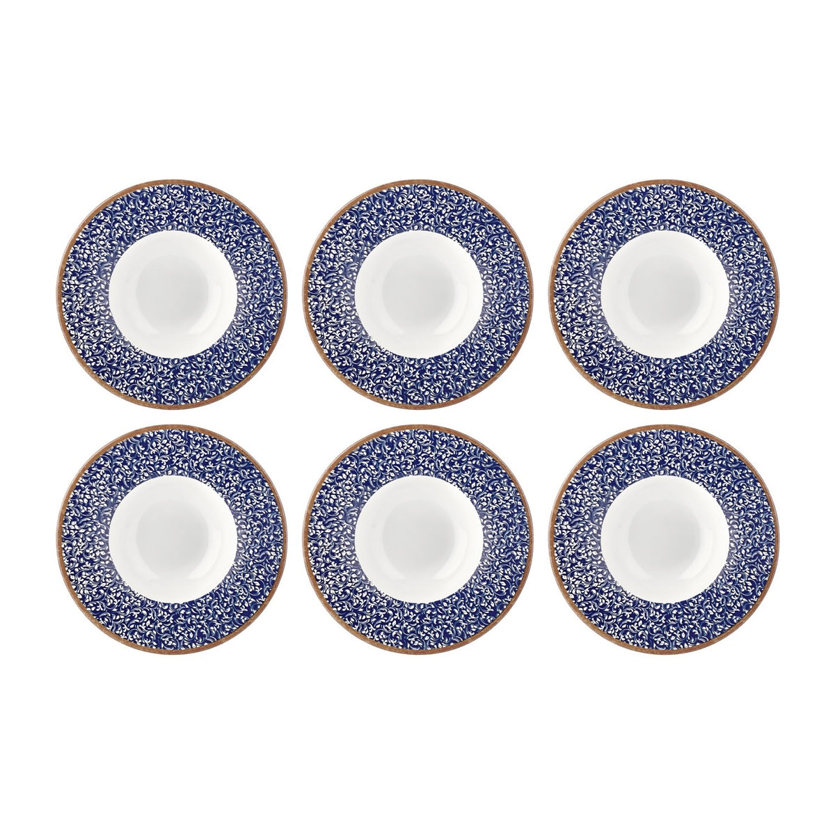 Edera Cobalt dia.11" h:2.25" 16 oz. Round Blue Vitrified Deep Plate (Set of 6)