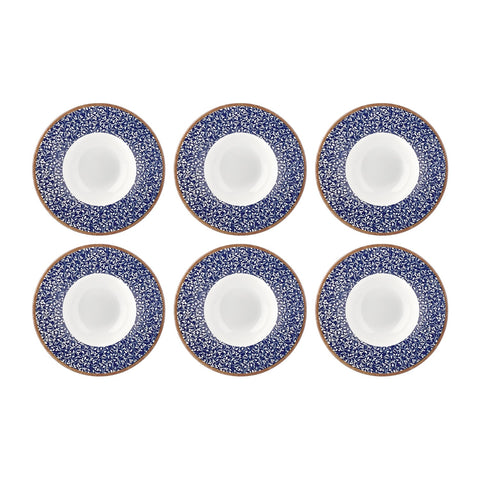 Edera Cobalt dia.11" h:2.25" 16 oz. Round Blue Vitrified Deep Plate (Set of 6)