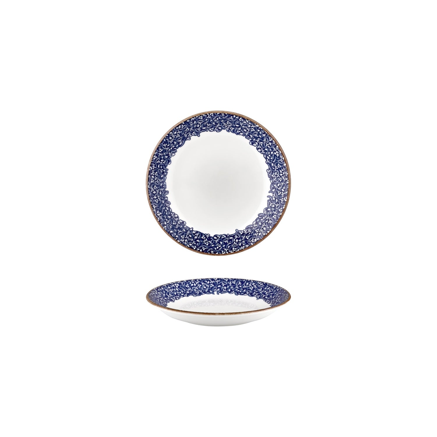Edera Cobalt dia.3.5" h:0.75" 2 oz. Round Blue Vitrified Deep Plate (Set of 4)