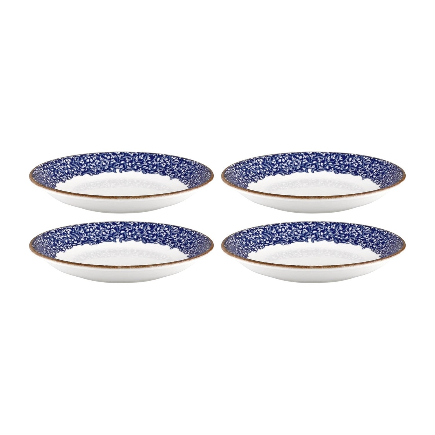 Edera Cobalt dia.3.5" h:0.75" 2 oz. Round Blue Vitrified Deep Plate (Set of 4)