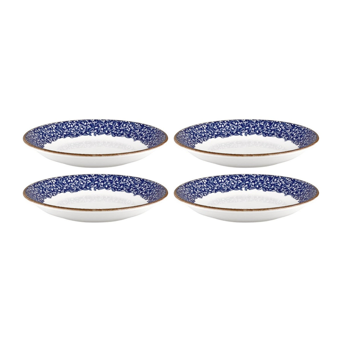 Edera Cobalt dia.3.5" h:0.75" 2 oz. Round Blue Vitrified Deep Plate (Set of 4)