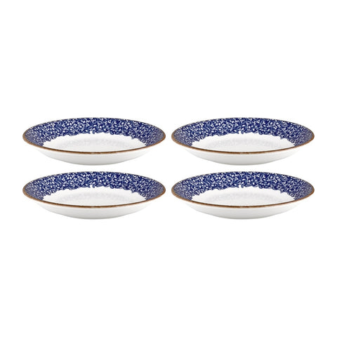 Edera Cobalt dia.3.5" h:0.75" 2 oz. Round Blue Vitrified Deep Plate (Set of 4)
