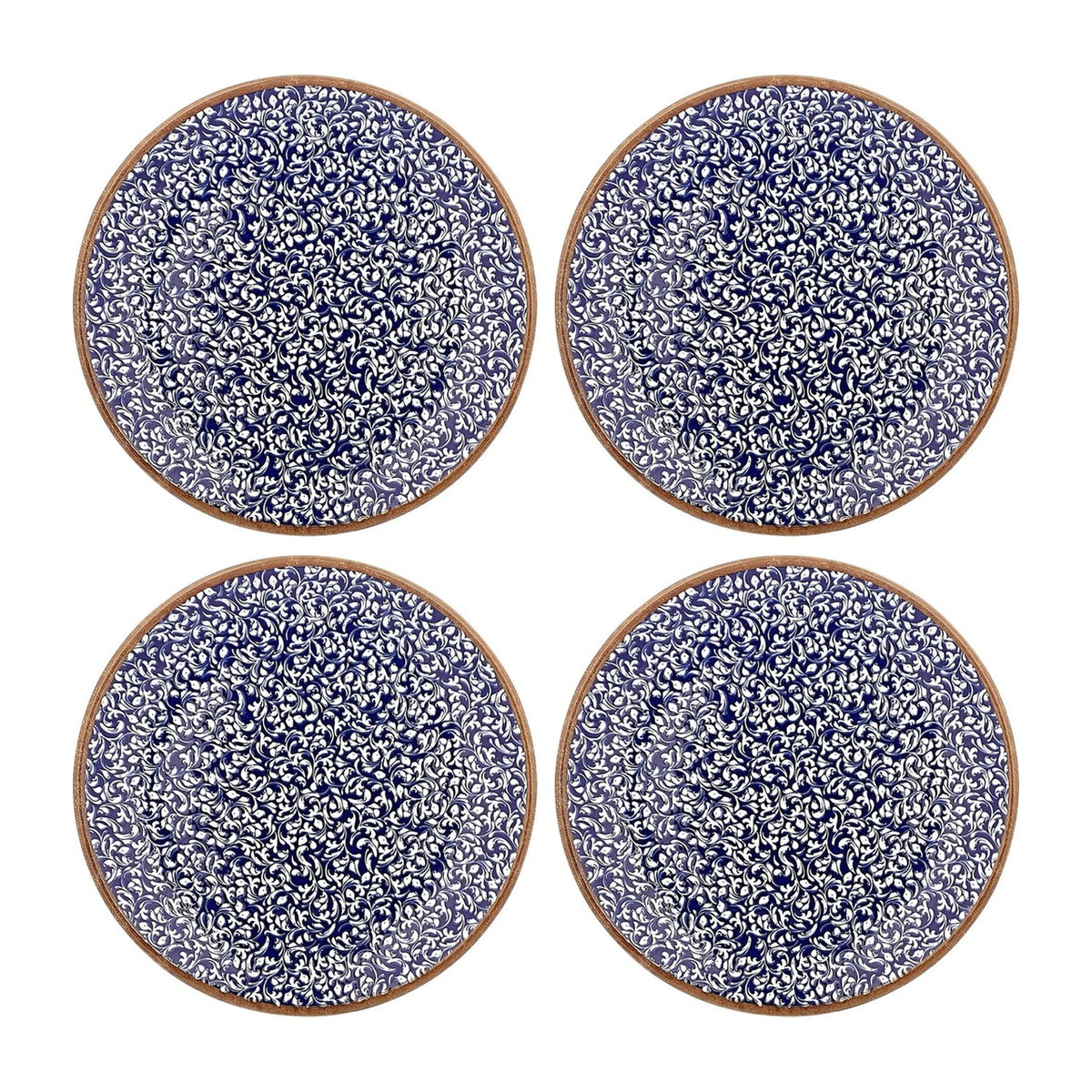 Edera Cobalt dia.6.75" Round Blue Vitrified Plate (Set of 4)