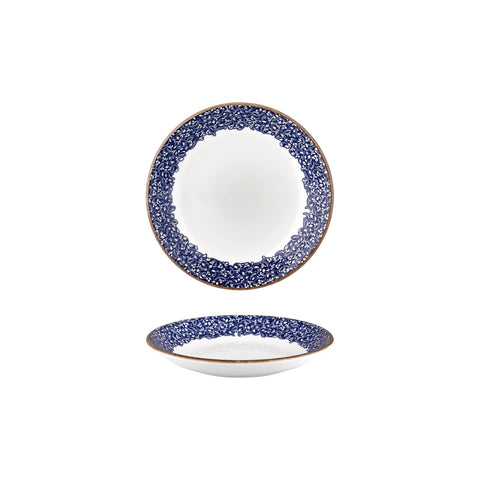 Edera Cobalt dia.8.25" h:0" 17 oz. Round Blue Vitrified Deep Plate (Set of 4)