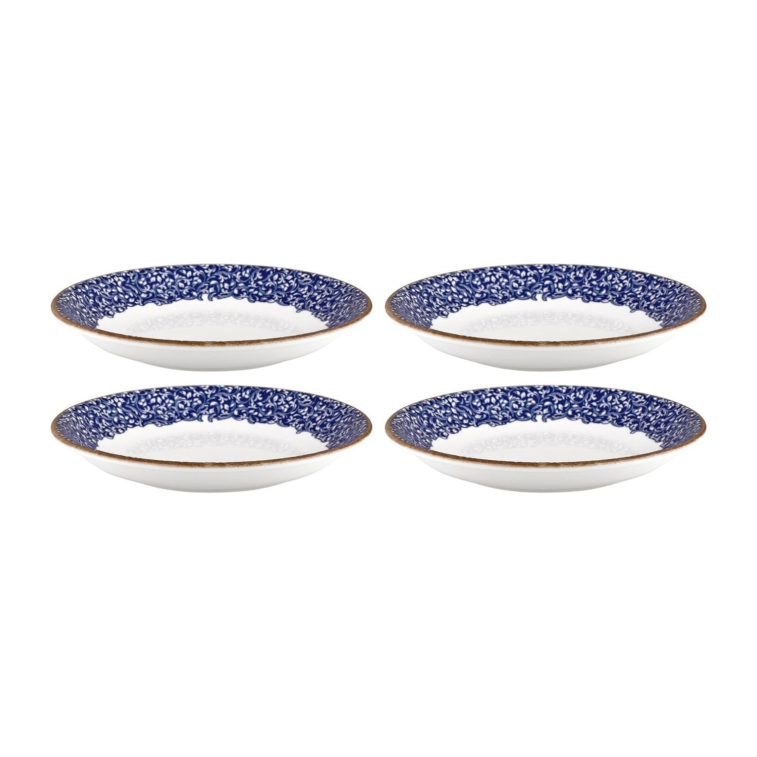 Edera Cobalt dia.8.25" h:0" 17 oz. Round Blue Vitrified Deep Plate (Set of 4)