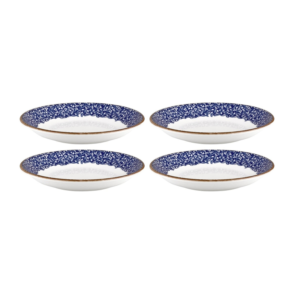 Edera Cobalt dia.8.25" h:0" 17 oz. Round Blue Vitrified Deep Plate (Set of 4)