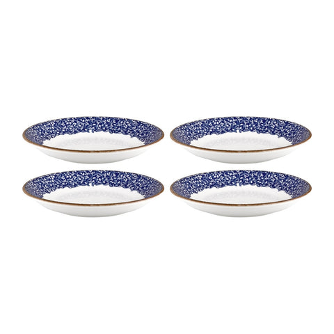 Edera Cobalt dia.8.25" h:0" 17 oz. Round Blue Vitrified Deep Plate (Set of 4)
