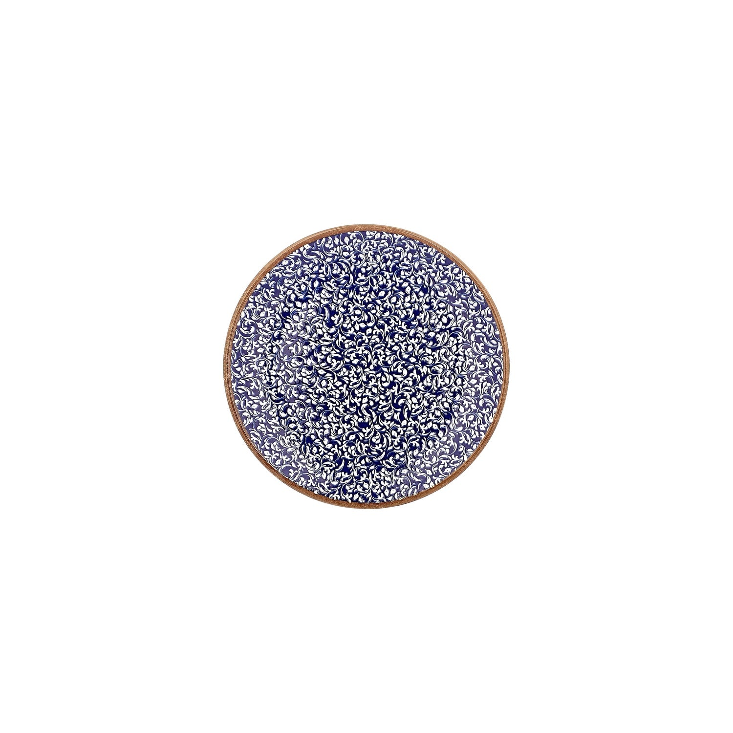 Edera Cobalt dia.8.25" Round Blue Vitrified Plate (Set of 4)