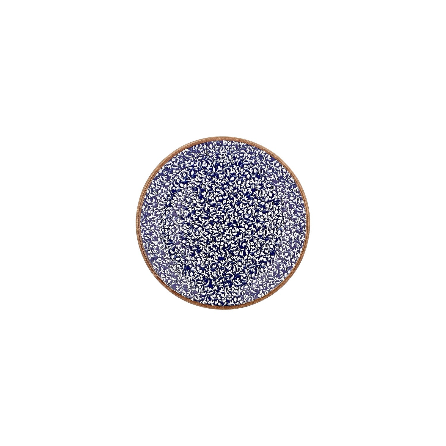Edera Cobalt dia.8.25" Round Blue Vitrified Plate (Set of 4)
