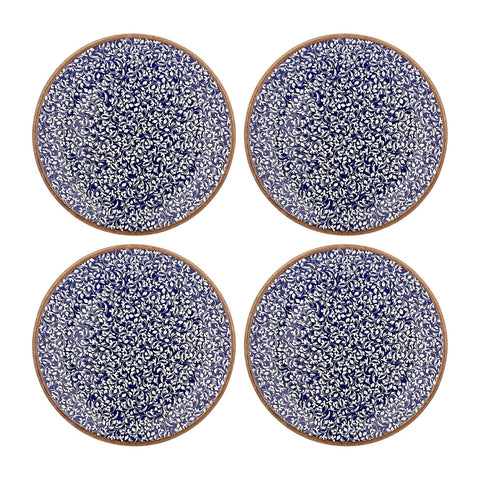 Edera Cobalt dia.8.25" Round Blue Vitrified Plate (Set of 4)