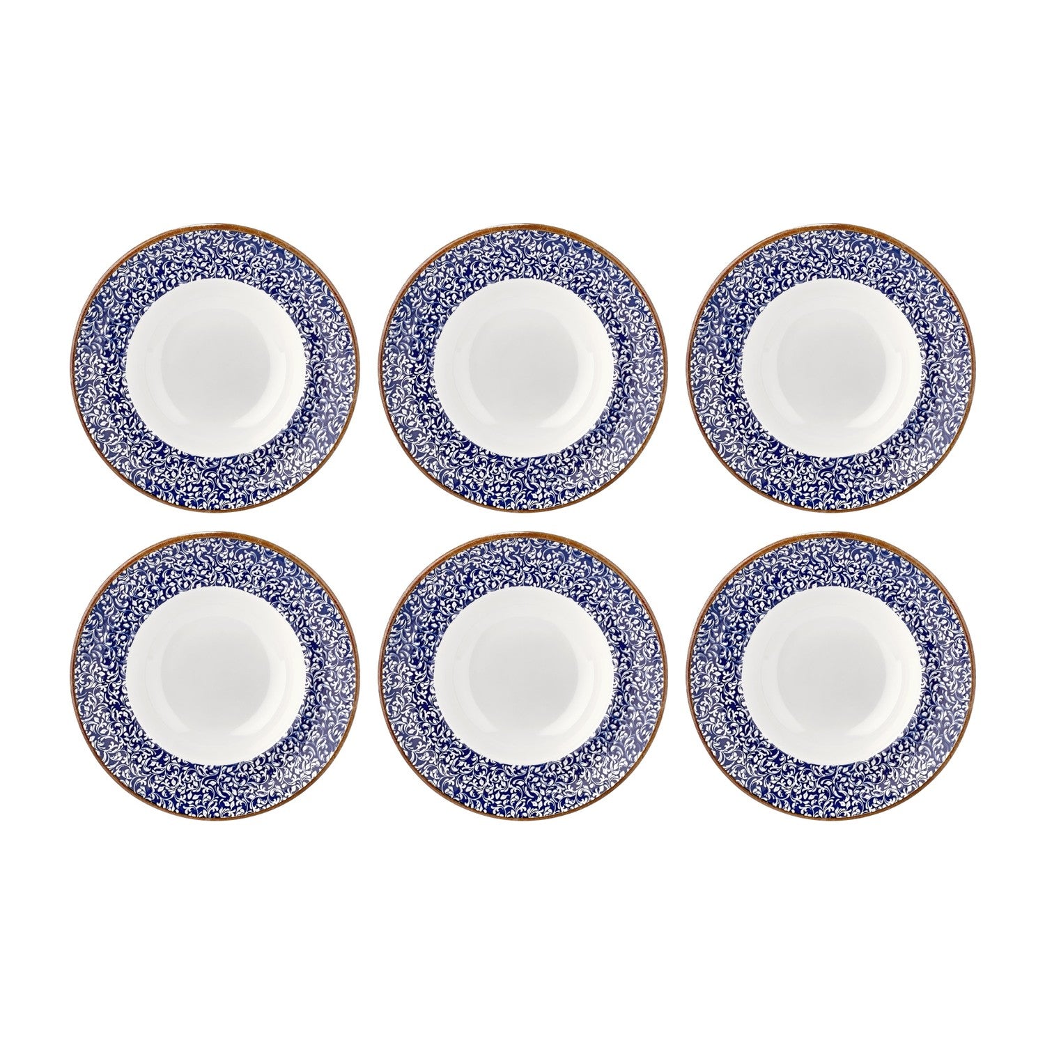 Edera Cobalt dia.9.75" h:2.25" 14 oz. Round Blue Vitrified Deep Plate (Set of 6)