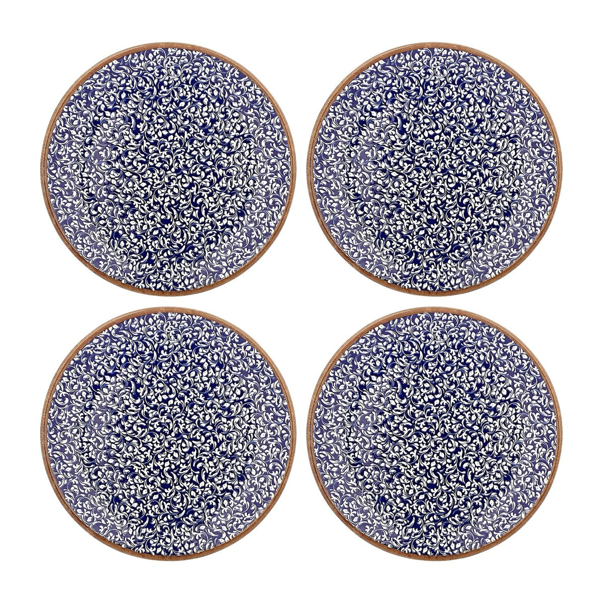 Edera Cobalt dia.9.75" Round Blue Vitrified Plate (Set of 4)