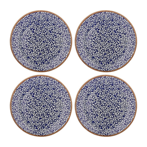Edera Cobalt dia.9.75" Round Blue Vitrified Plate (Set of 4)