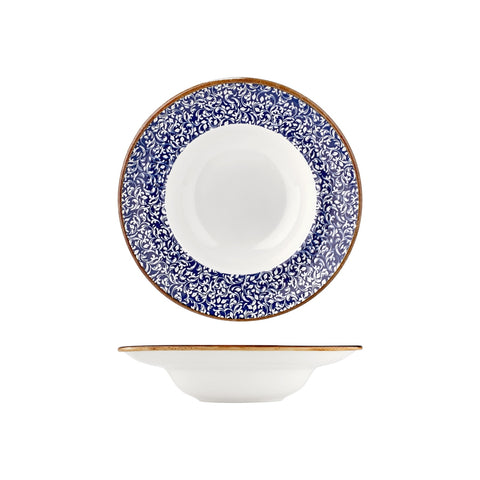 Edera Cobalt dia.10.75" h:2.5" 17 oz. Round Blue Vitrified Deep Plate (Set of 6)