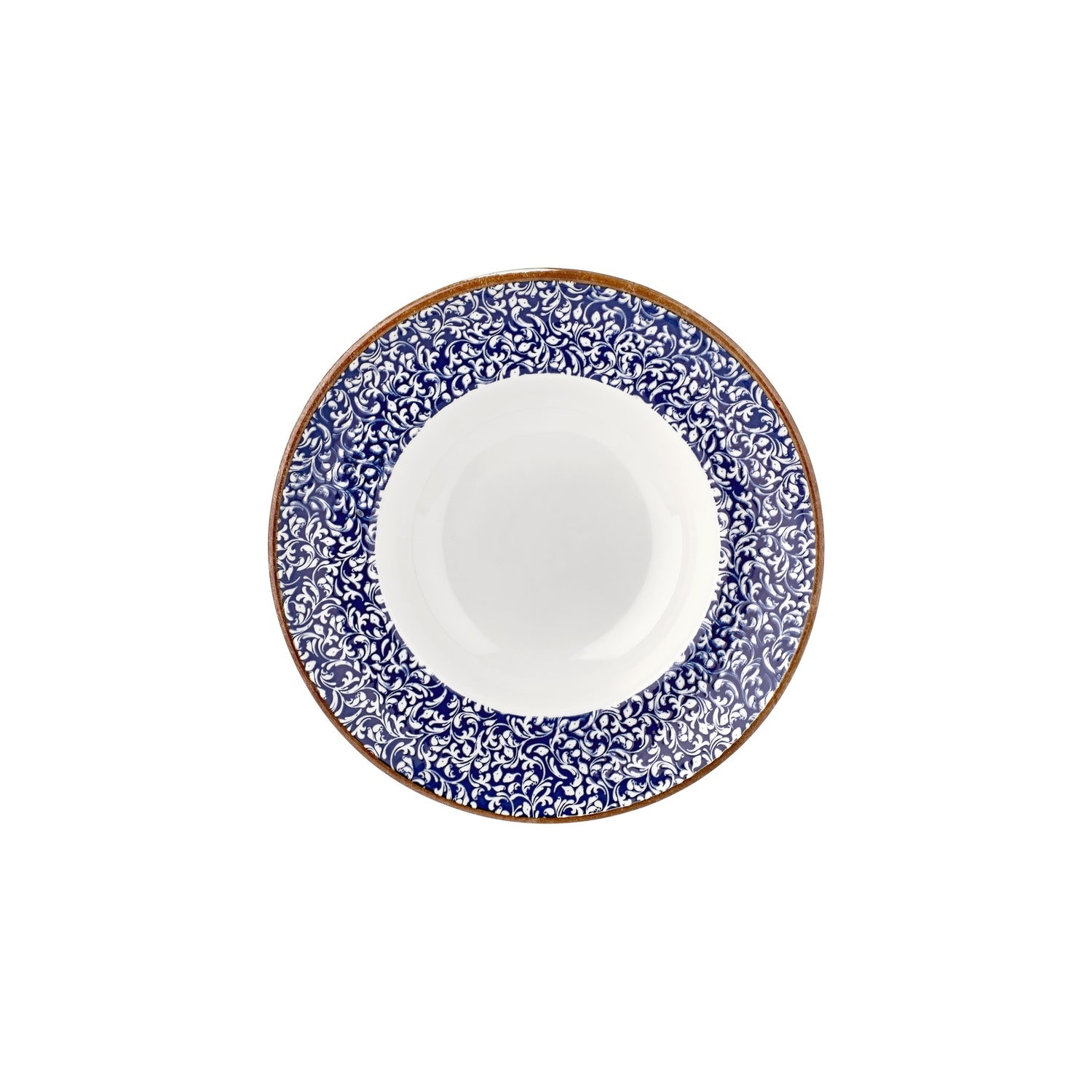 Edera Cobalt dia.10.75" h:2.5" 17 oz. Round Blue Vitrified Deep Plate (Set of 6)