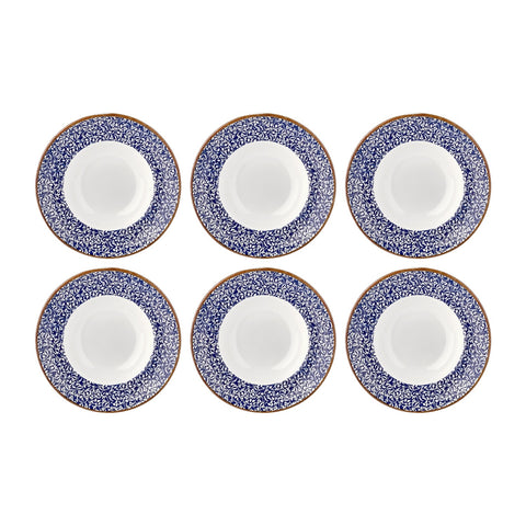 Edera Cobalt dia.10.75" h:2.5" 17 oz. Round Blue Vitrified Deep Plate (Set of 6)
