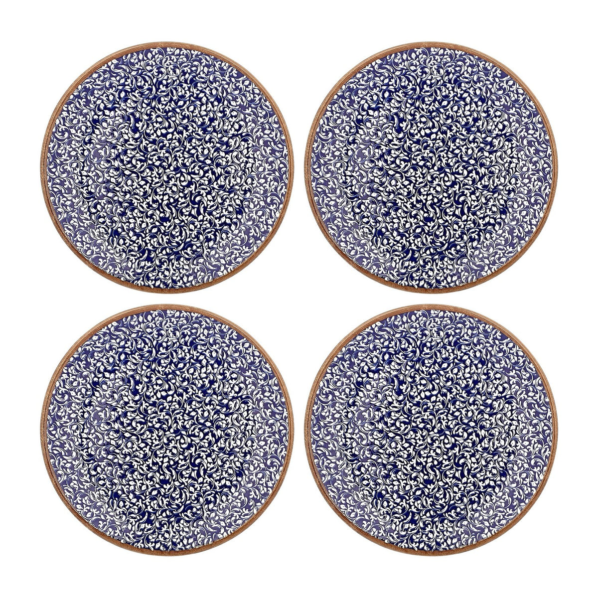 Edera Cobalt dia.10.75" Round Blue Vitrified Plate (Set of 4)