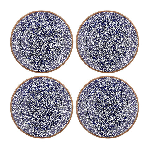 Edera Cobalt dia.10.75" Round Blue Vitrified Plate (Set of 4)