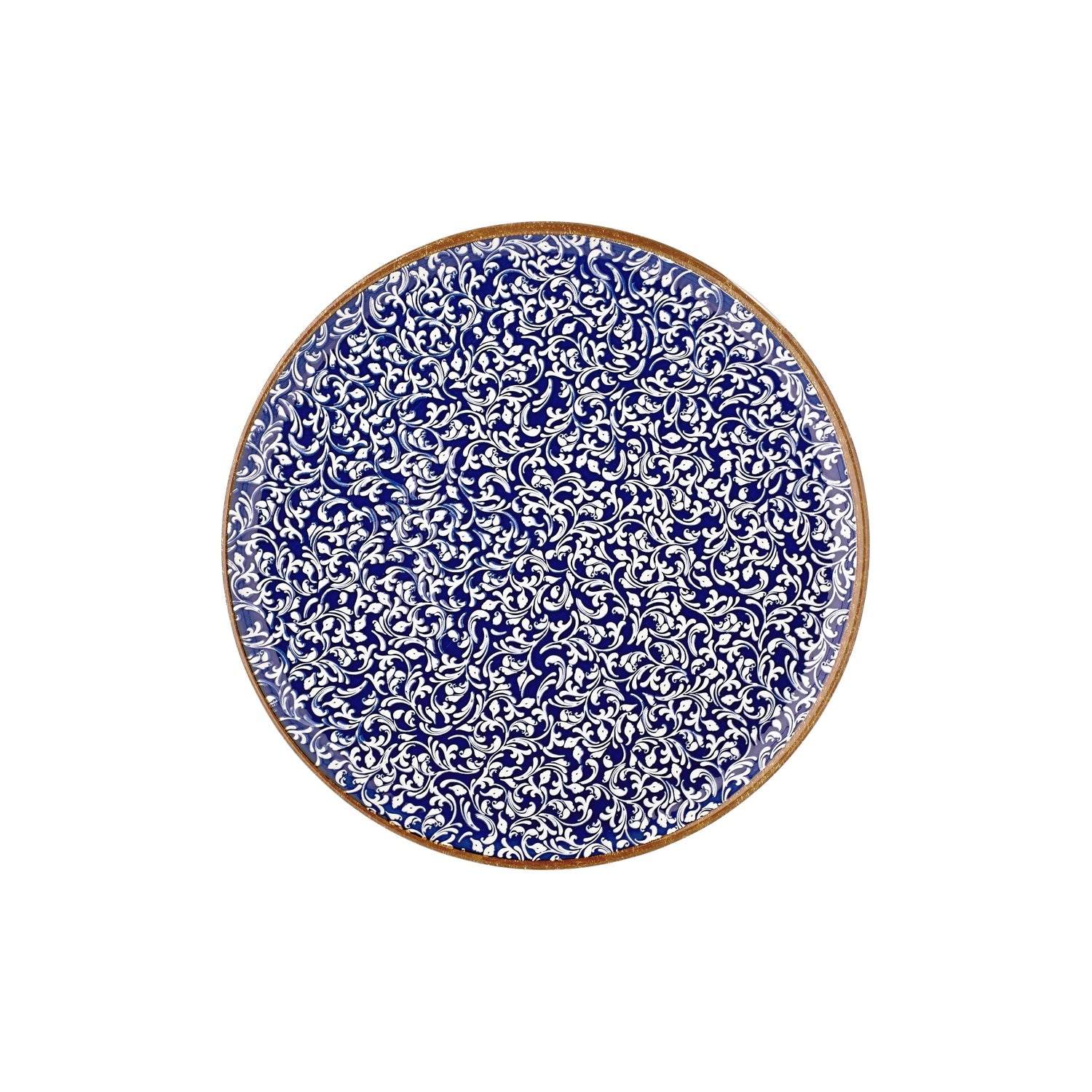 Edera Cobalt dia.12.5" x 12.5" Round Blue Vitrified Pizza Plate (Set of 6)
