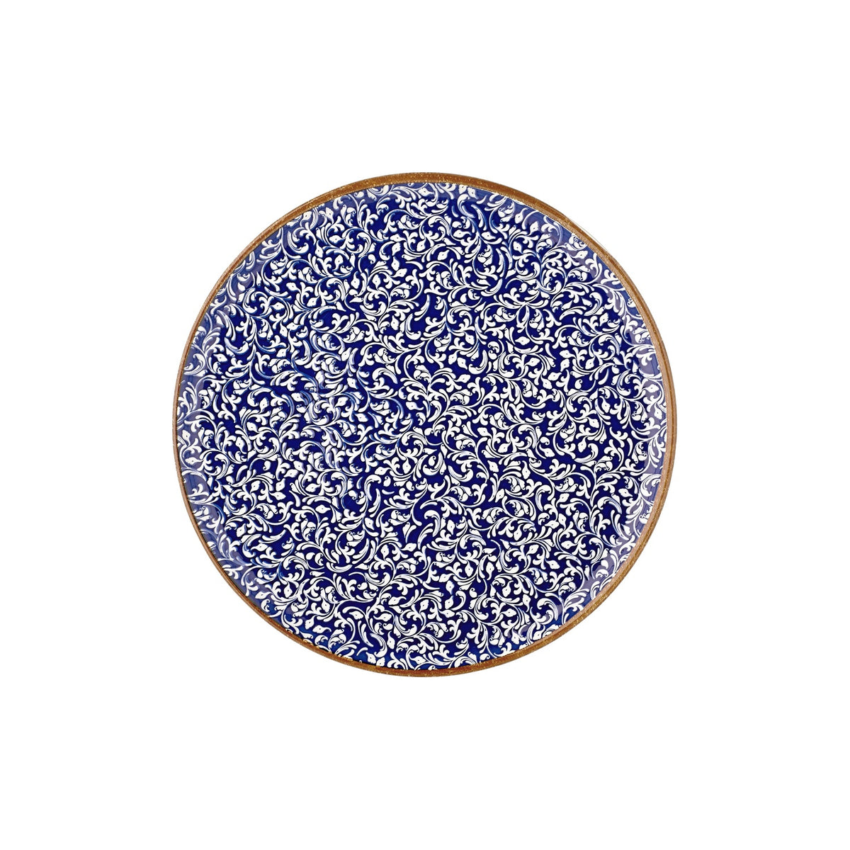 Edera Cobalt dia.12.5" x 12.5" Round Blue Vitrified Pizza Plate (Set of 6)
