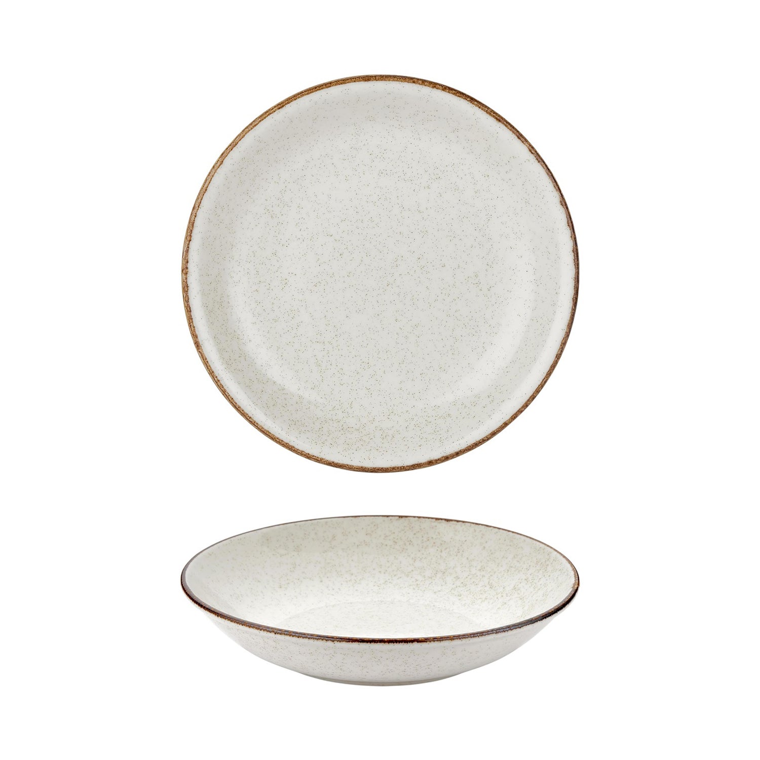 Dust dia.11" h:0" 57 oz. Round Beige Vitrified Deep Plate (Set of 2)