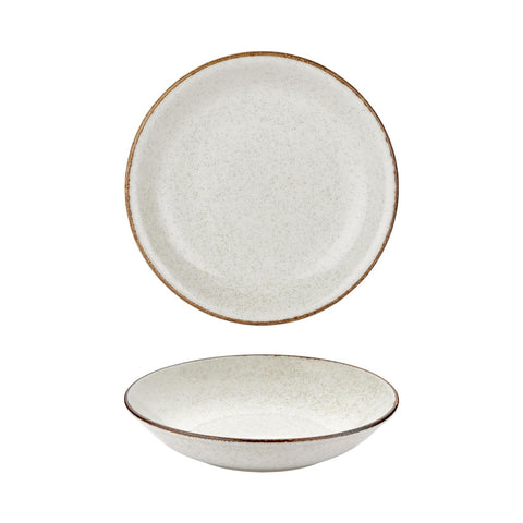 Dust dia.11" h:0" 57 oz. Round Beige Vitrified Deep Plate (Set of 2)