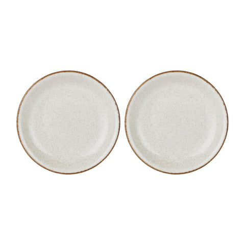 Dust dia.11" h:0" 57 oz. Round Beige Vitrified Deep Plate (Set of 2)