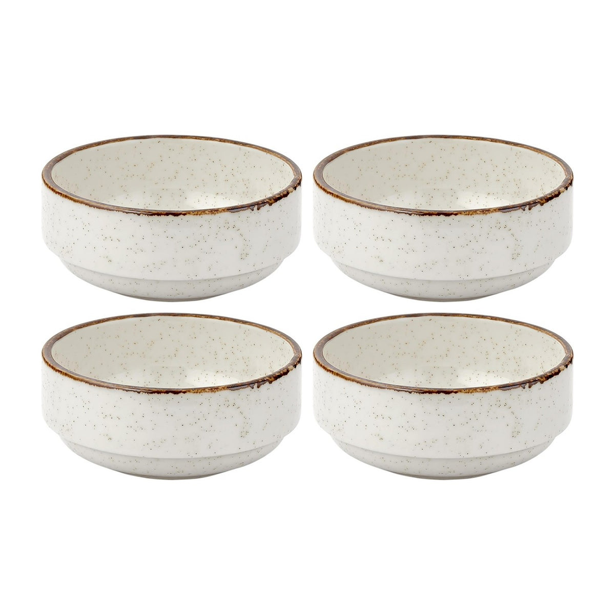 Dust dia.4.75" h:0" 12 oz. Round Beige Vitrified Bowl (Set of 4)