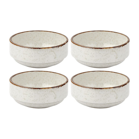 Dust dia.5.5" h:0" 15 oz. Round Beige Vitrified Bowl (Set of 4)