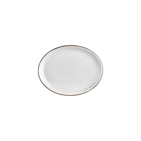 Dust 9.75" x 7.5" x h:1" Oval Beige Vitrified Platter (Set of 4)